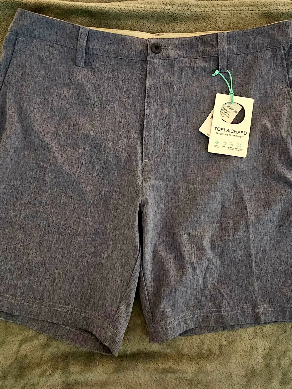 Tori Richard Navy Surf-n-Turf Flat-Front Shorts